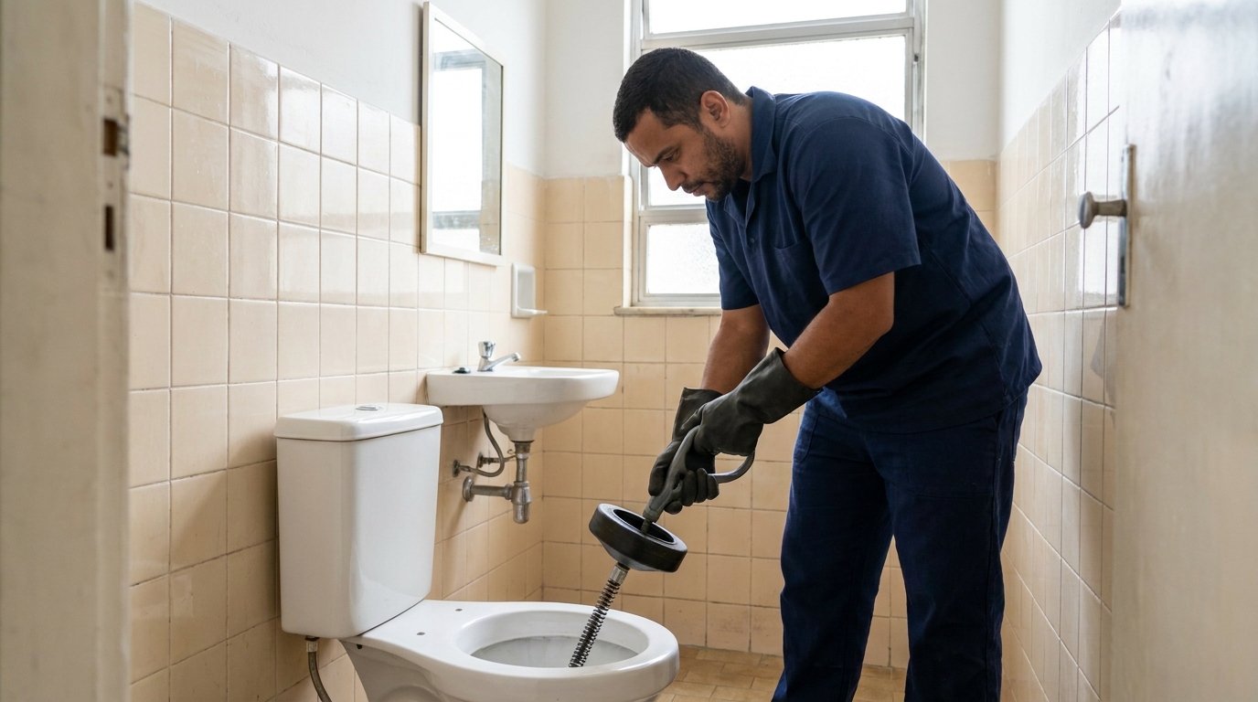 Desentupimento de vaso residencial em Santa Maria‑RS
