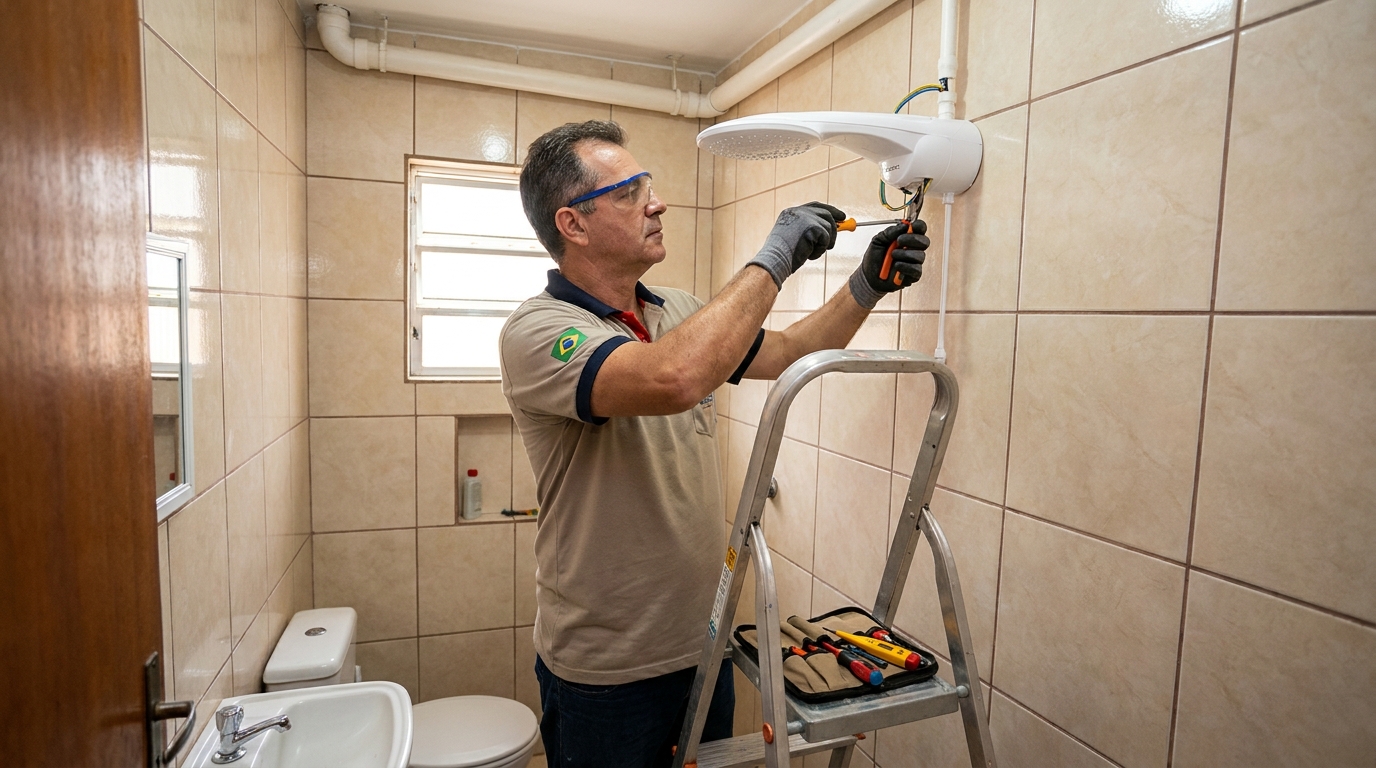 Instalação de chuveiro no banheiro em Santa Maria‑RS