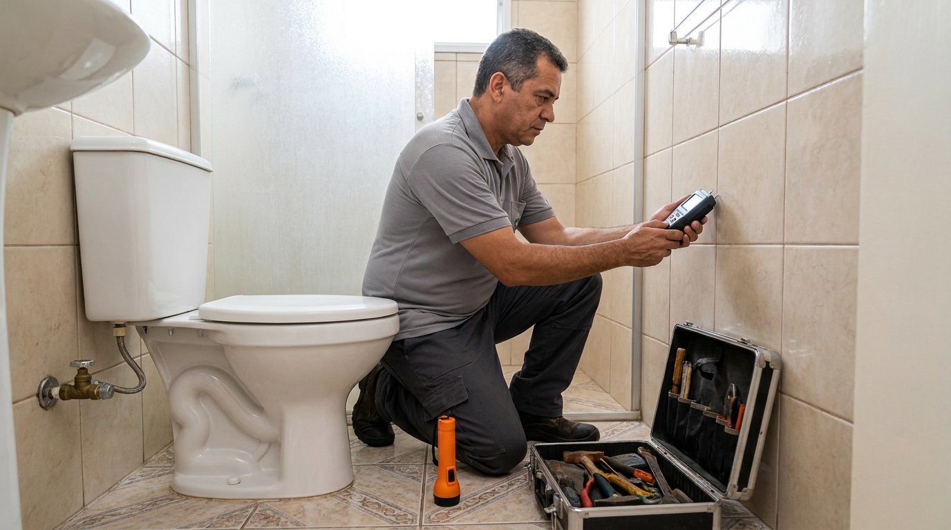 Técnico de caça vazamento com detector em Santa Maria‑RS